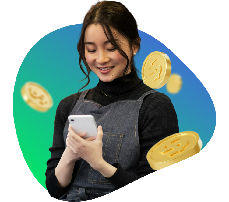 Happy customer using app